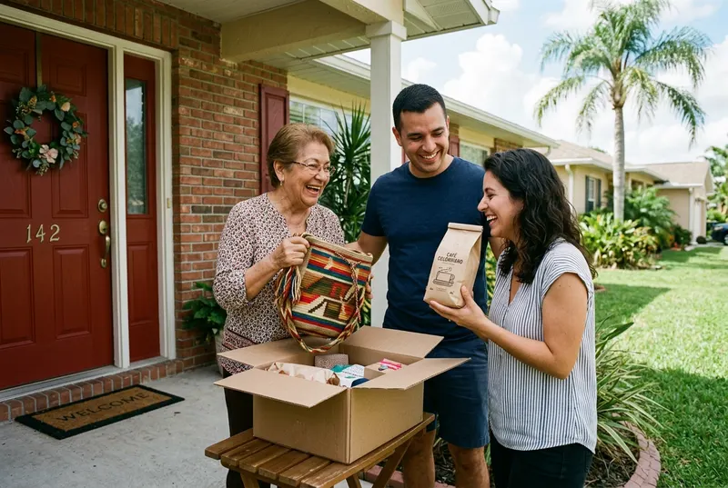 Familia colombiana en Florida abre el paquete que le llegó desde los Llanos